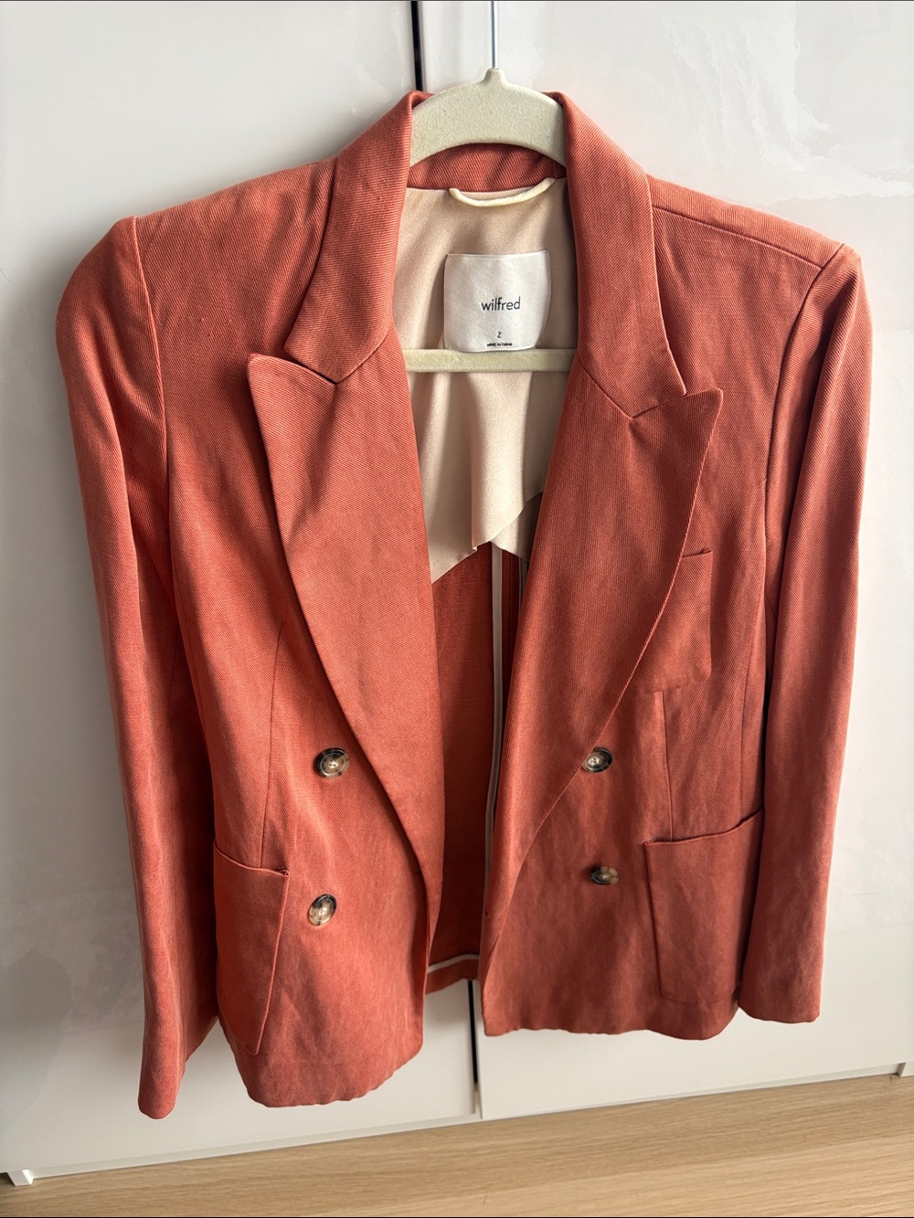 Wilfred Coral-Orange Double-Breasted Blazer Sz 2